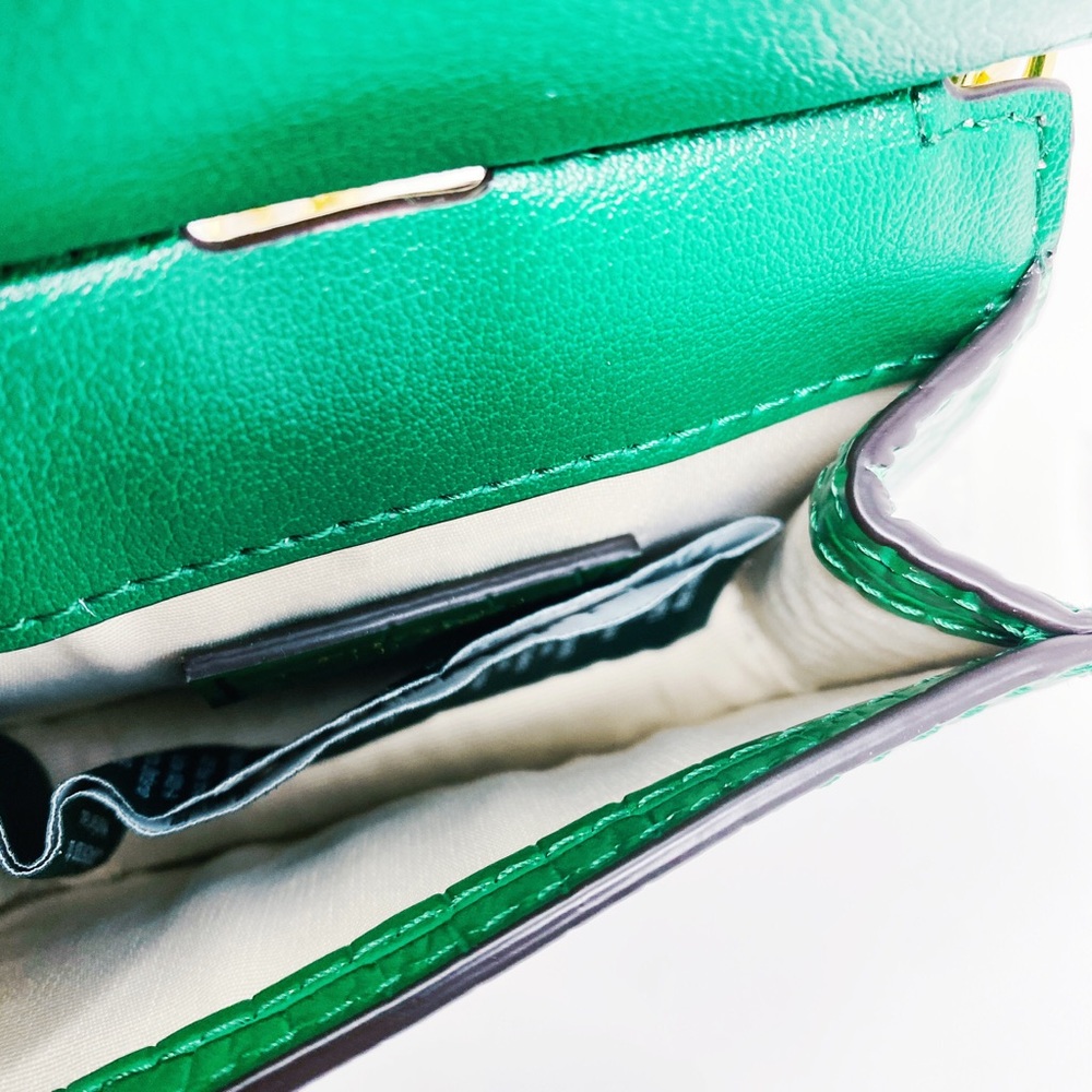 SOLD Lauren Ralph Lauren Mason Croc Satchel Green - Picture 6 of 14